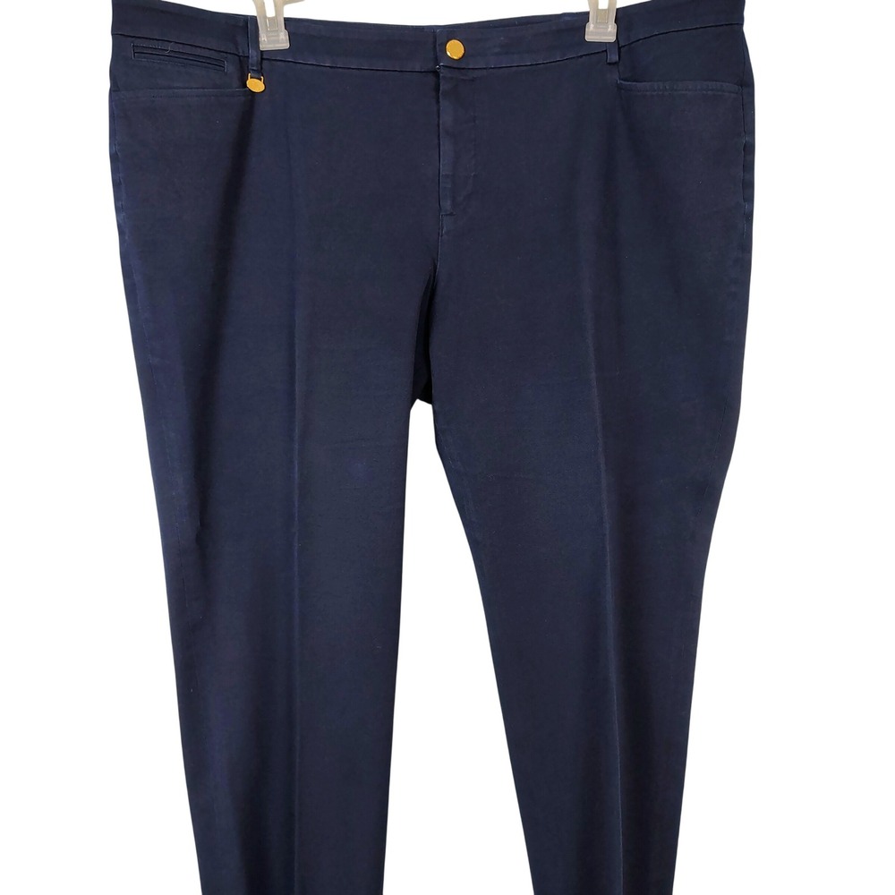 Lauren Ralph Lauren Navy Blue Straight Leg Dress Pants Womens 22W Gold Hardware